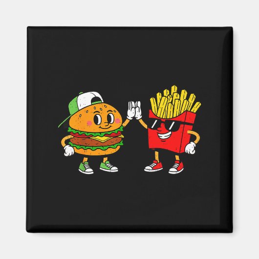 Lustiges Hamburger Pommes Frites Combo Snacks Fast Magnet (Vorne)