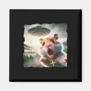 Lustiges Hamster-Selfie mit Alien-Trip-Meme-Hausti Magnet