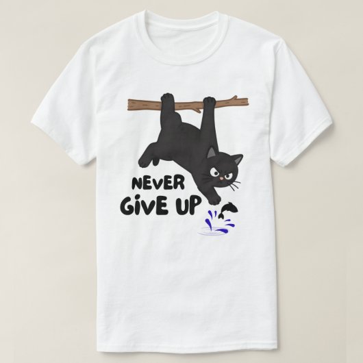 Lustiges Hängendes Katzen-Design T-Shirt (Design vorne)
