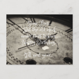 Lustiges Happy Birthday altes Vintage-Uhr Postkarte