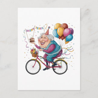 Lustiges Happy Birthday Oma Geschenk Radfahren Oma Einladungspostkarte