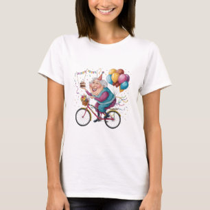 Lustiges Happy Birthday Oma Geschenk Radfahren Oma T-Shirt