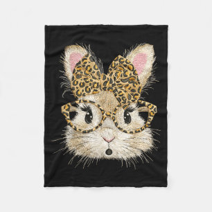 Lustiges Hasengesicht Brille Bandana Leopard Kanin Fleecedecke