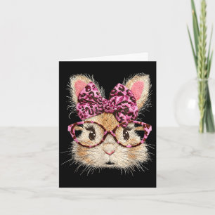Lustiges Hasengesicht Brille Bandana Leopard Kanin Karte