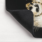 Lustiges Hasengesicht Brille Bandana Leopard Kanin Mousepad (Ecke)