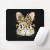 Lustiges Hasengesicht Brille Bandana Leopard Kanin Mousepad (Mit Mouse)