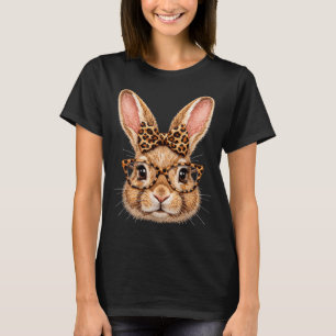 Lustiges Hasengesicht Brille Bandana Leopardenschl T-Shirt