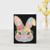Lustiges Hasengesicht Brille Blumen Patchwork Kani Karte (Gelbe Blume)