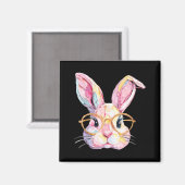Lustiges Hasengesicht Brille Eier Kaninchen Frohe Magnet (Vorderseite/Rückseite)