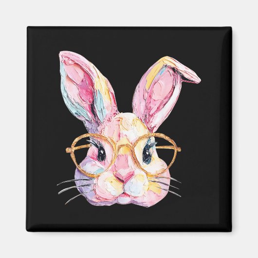 Lustiges Hasengesicht Brille Eier Kaninchen Frohe Magnet (Vorne)