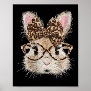 Lustiges Hasengesicht Damen Halstuch Leopardin Kan Poster