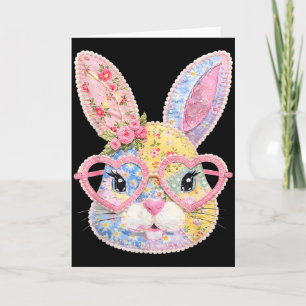 Lustiges Hasengesicht Gles Floral Patchwork Kaninc Karte