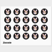 Lustiges Hasengesicht Gles Floral Patchwork Kaninc Runder Aufkleber (Blatt)