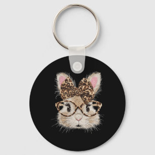 Lustiges Hasengesicht Gles Ndana Leopard Kaninchen Schlüsselanhänger