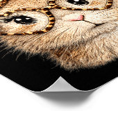 Lustiges Hasengesicht Herz Brille Bandana Leopard Poster (Ecke)