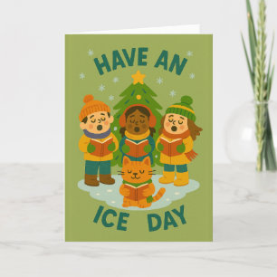 Lustiges "Have an Ice Day" Personalisierter Famili Feiertagskarte