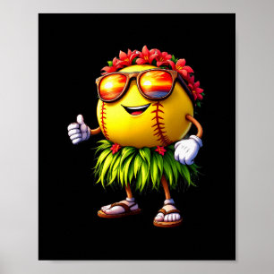 Lustiges Hawaii Softll Ll Hawaiianischer Tropische Poster