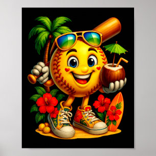 Lustiges Hawaii Softll Ll Hawaiianischer Tropische Poster