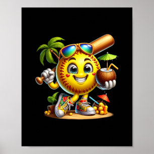 Lustiges Hawaii Softll Ll Hawaiianischer Tropische Poster