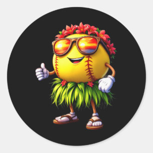Lustiges Hawaii Softll Ll Hawaiianischer Tropische Runder Aufkleber