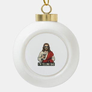 Lustiges Heilig-Vater-Kaffee-Vintage-Stickerei-Shi Keramik Kugel-Ornament