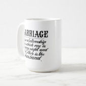 Lustiges Heirat-Zitat Kaffeetasse (Vorderseite Links)