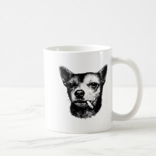 Lustiges Hemd Hund raucht Zigarette Chihuahua Meme Kaffeetasse