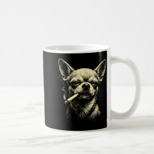 Lustiges Hemd Hund raucht Zigarette Chihuahua Meme Kaffeetasse