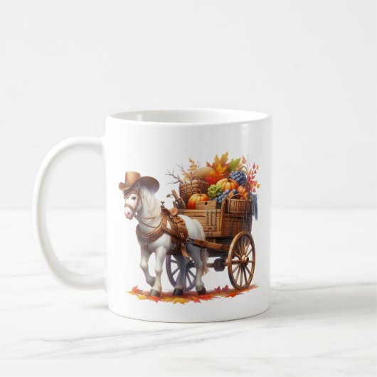 Lustiges Herbst-Saison-Pferd-Monogramm Kaffeetasse (Links)
