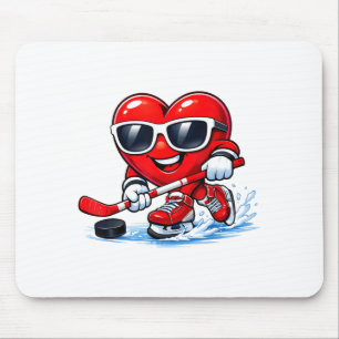 Lustiges Herz, das Hockey-Kleidung spielt Mousepad
