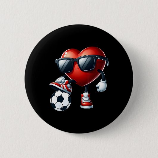 Lustiges Herz spielt Fußball Valentinstag Männer J Button (Vorderseite)