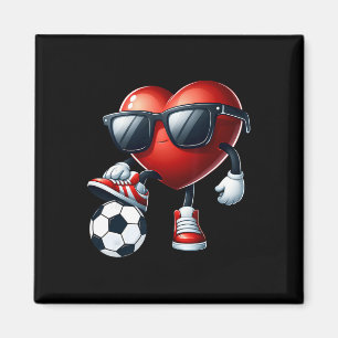 Lustiges Herz spielt Fußball Valentinstag Männer J Magnet