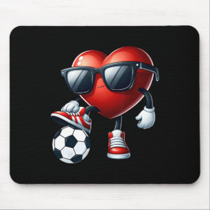 Lustiges Herz spielt Fußball Valentinstag Männer J Mousepad