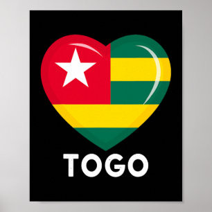 Lustiges Herz Togo-Flagge Männer Frauen Kinder Pat Poster