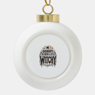 Lustiges Hexen-Halloween-Vintage-Gravur-Shirt-Des Keramik Kugel-Ornament