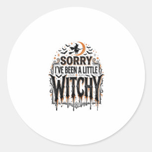 Lustiges Hexen-Halloween Vintage Gravur T-Shirt De Runder Aufkleber