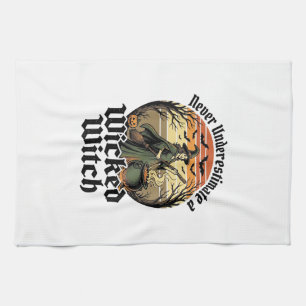 Lustiges Hexen-Shirt Vintage-Gravur Halloween-Desi Geschirrtuch