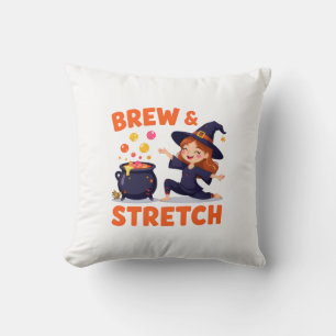Lustiges Hexen-Yoga-Design – "Brew & Stretch" Cart Kissen