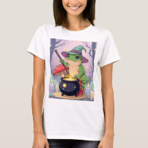 Lustiges Hexenfrosch-Frauen-T-Shirt – Pastellfrosc