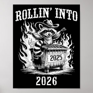 Lustiges Hineinrollen in 2026 Vintage Neujahr Wasc Poster