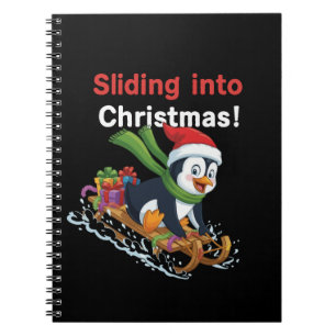 Lustiges Hineinrutschen in Weihnachten Süßer Pingu Notizblock