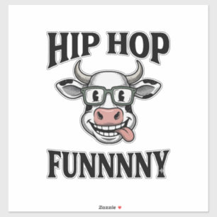 Lustiges Hip-Hop-Kuh Vintage-Gravur-Shirt-Design_1 Aufkleber