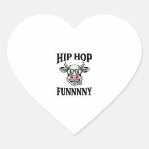 Lustiges Hip-Hop-Kuh Vintage-Gravur-Shirt-Design_1 Herz-Aufkleber