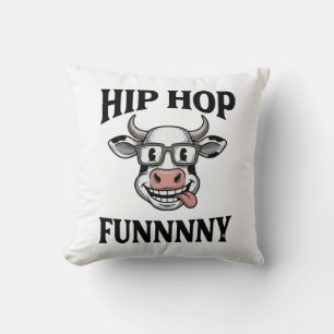 Lustiges Hip-Hop-Kuh Vintage-Gravur-Shirt-Design_1 Kissen