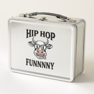 Lustiges Hip-Hop-Kuh Vintage-Gravur-Shirt-Design_1 Metall Brotdose
