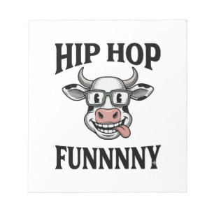 Lustiges Hip-Hop-Kuh Vintage-Gravur-Shirt-Design_1 Notizblock