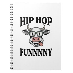 Lustiges Hip-Hop-Kuh Vintage-Gravur-Shirt-Design_1 Notizblock