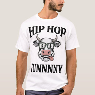 Lustiges Hip-Hop-Kuh Vintage-Gravur-Shirt-Design_1 T-Shirt
