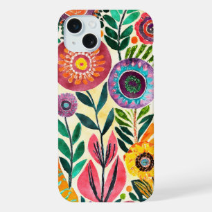 Lustiges Hippie-Blumenmuster iPhone 15 Plus Hülle