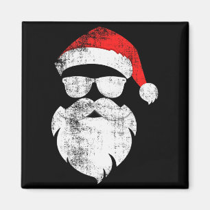 Lustiges Hipster-Weihnachtsmann-Gesicht mit Hut Ba Magnet